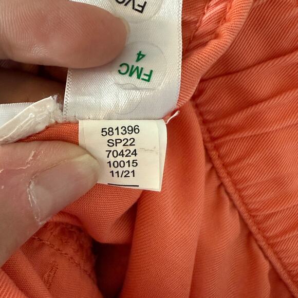 Loft Emery Pull On Shorts Size Large Orange Soft Twill Drawstring Waist Pockets - Picture 6 of 7